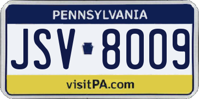 PA license plate JSV8009