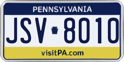 PA license plate JSV8010