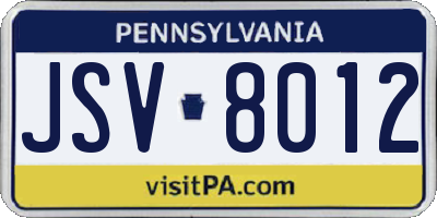 PA license plate JSV8012