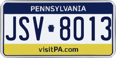 PA license plate JSV8013