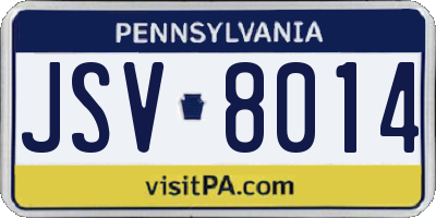 PA license plate JSV8014