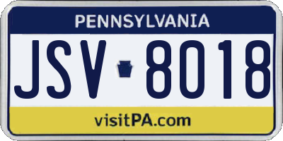 PA license plate JSV8018