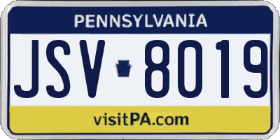 PA license plate JSV8019