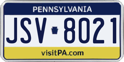 PA license plate JSV8021