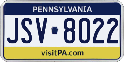 PA license plate JSV8022