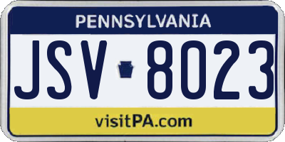 PA license plate JSV8023