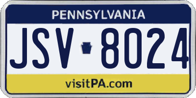 PA license plate JSV8024