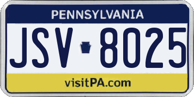 PA license plate JSV8025