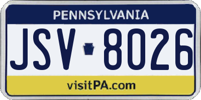 PA license plate JSV8026