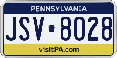 PA license plate JSV8028
