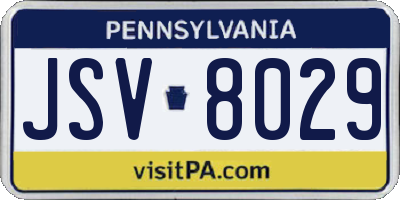 PA license plate JSV8029