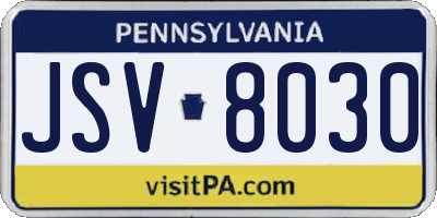 PA license plate JSV8030
