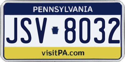 PA license plate JSV8032