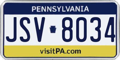 PA license plate JSV8034