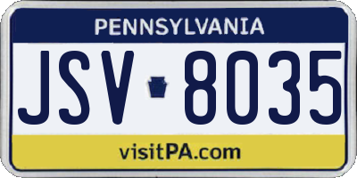 PA license plate JSV8035