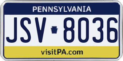 PA license plate JSV8036