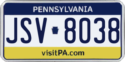 PA license plate JSV8038