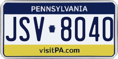 PA license plate JSV8040