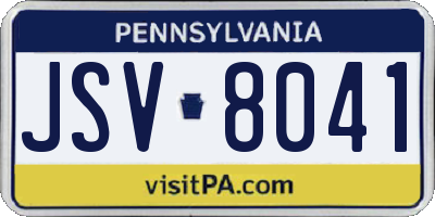 PA license plate JSV8041