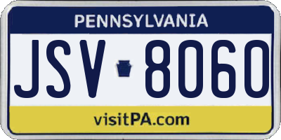 PA license plate JSV8060