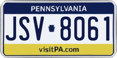 PA license plate JSV8061