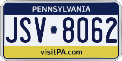 PA license plate JSV8062