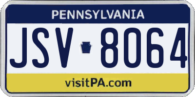 PA license plate JSV8064