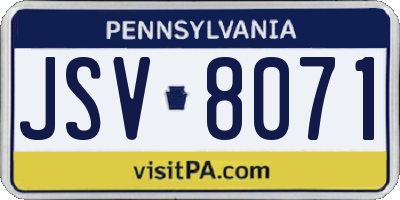 PA license plate JSV8071