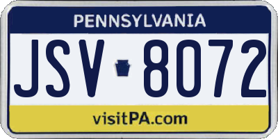 PA license plate JSV8072