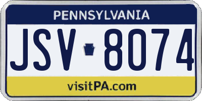 PA license plate JSV8074