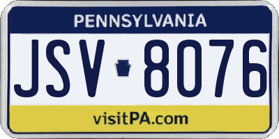 PA license plate JSV8076