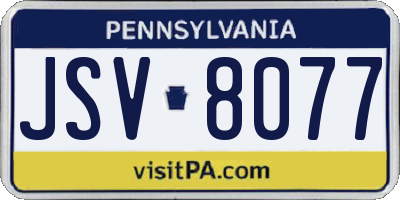 PA license plate JSV8077