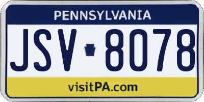 PA license plate JSV8078