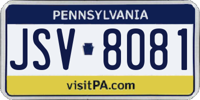 PA license plate JSV8081