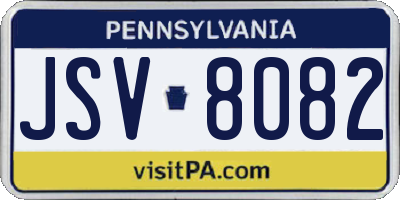 PA license plate JSV8082
