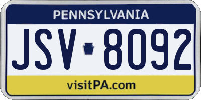 PA license plate JSV8092