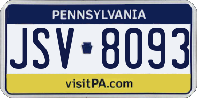 PA license plate JSV8093