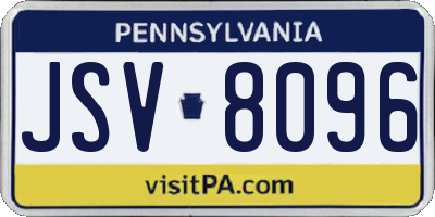 PA license plate JSV8096
