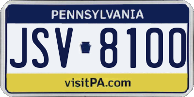 PA license plate JSV8100