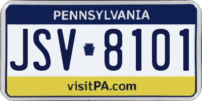 PA license plate JSV8101