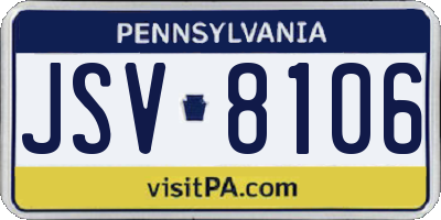PA license plate JSV8106