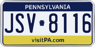 PA license plate JSV8116