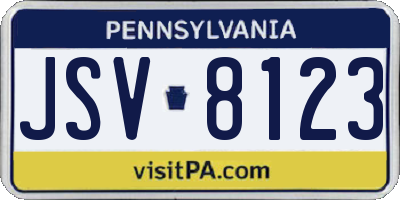 PA license plate JSV8123