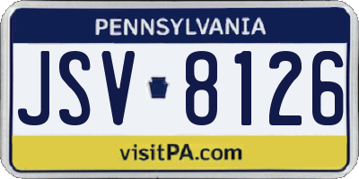 PA license plate JSV8126