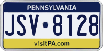 PA license plate JSV8128