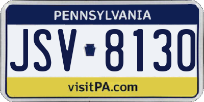 PA license plate JSV8130