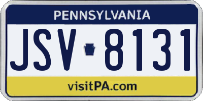PA license plate JSV8131