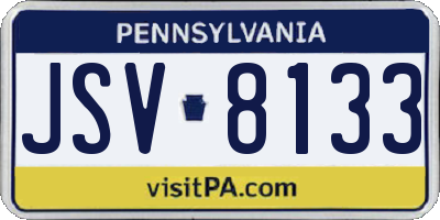 PA license plate JSV8133