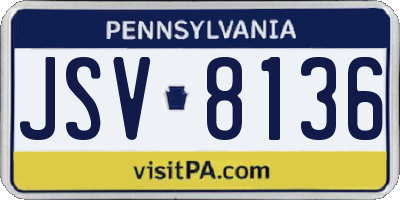PA license plate JSV8136