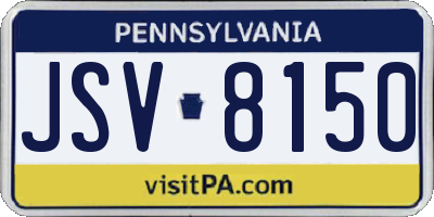 PA license plate JSV8150